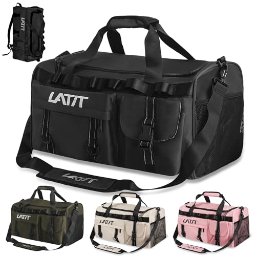 Sporttaschen Herren Reisetaschen Herren Sporttasche mit Schuhfach&Nassfach Damen Herren Travel Bag Gym Bag Schwimmtasche Übernachtung Weekender (Schwarz) von LATIT