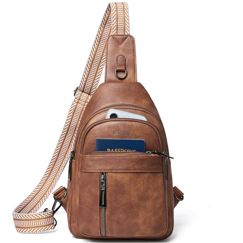 LATMAP 7L Brusttasche Damen,Sling Bag Damen PU Leder Crossbody Bag Kleine Tasche Umhängetasche Diebstahlsicher Schultertasche für Sport Outdoor Festival Reisen von LATMAP