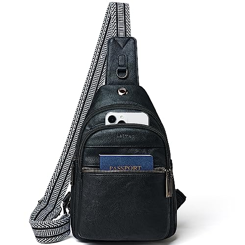 LATMAP Brusttasche Damen 7L,Sling Bag Damen Klein Crossbody Bag PU Leder Taschen für Outdoorsport,Reisen,Radfahren von LATMAP