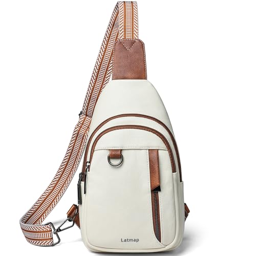 LATMAP Crossbody Bag Damen, PU Leder Brusttasche Wasserdicht Umhängetasche Diebstahlsichere Sling Bag für Sports Outdoor Reise von LATMAP