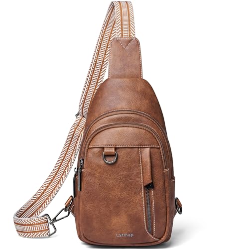 LATMAP Crossbody Bag Damen,Sling Bag Damen PU Leder Brusttasche Damen Wasserdicht Umhängetasche Damen Diebstahlsichere Tasche Wasserdicht Bauchtasche Sports Outdoor Reise von LATMAP
