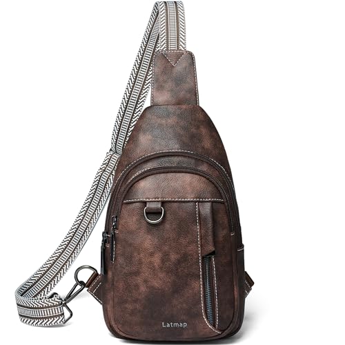 LATMAP Crossbody Bag Damen,Sling Bag Damen PU Leder Brusttasche Damen Wasserdicht Umhängetasche Damen Diebstahlsichere Tasche Wasserdicht Bauchtasche Sports Outdoor Reise von LATMAP