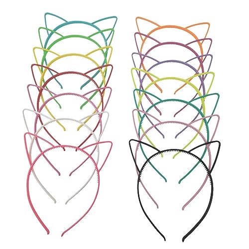 LATRAT 12pcs Katze Ohr Stirnband Plastikkatze Hairband Katze, 12 Farben Plastik Katzenohren Haarreifen Haarband Katze Bogen Hairbands Verfassungs Partei Headwear für Frauen Mädchen von LATRAT