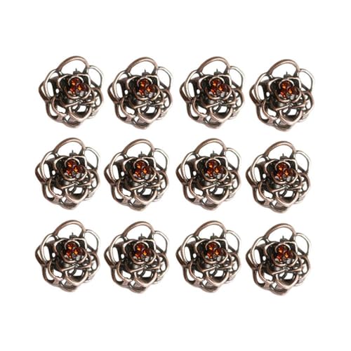 LATRAT 12pcs Vintage Kupfer hohlen Rose Blume Mini kleine, Metall Haargreifer Clips Klemmen Mädchen Damen Frauen Mini Haargreifer von LATRAT