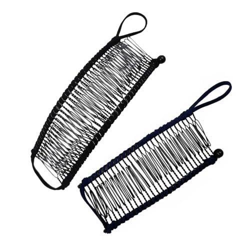 LATRAT 2Pcs Women Stretchable Banana Hair Clip Comb, Vintage Clip Ponytail Holder Banana Hair Clip Tool for Natural Curly Hair, Black von LATRAT