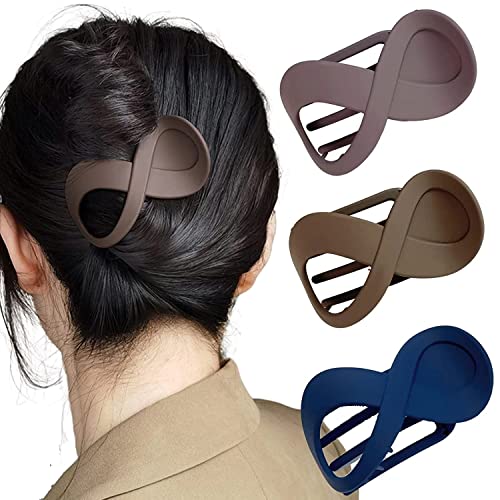 LATRAT 3 Stück Große Haarklammer, Rutschfest Französisch Haarklammern Kunststoff Haar-Accessoires Haarklammer Für Frauen Dickes Haar und Dünnes Elegant Haar-Accessoire（braun, blau, lila grau） von LATRAT