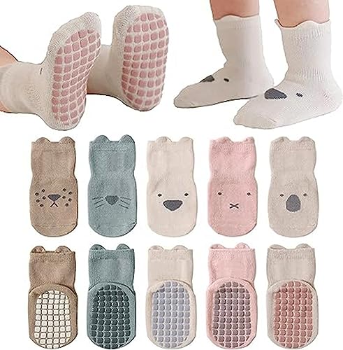 LATRAT 5 Paar Rutschfeste Socken für Baby Mädchen Jungen, Warme Socken, Anti Rutsch Socken Kind, Kleinkind Baby Socken (0-1 Jahre alt) von LATRAT