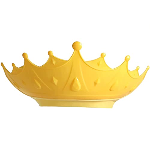 LATRAT Bade SchüTzen Weiche Kappe Hut, Krone Form Einstellbare Kinder Duschhaube Badekappe Baby Shampoo Cap mit Augenschutz Ohrenschutz, Gelb von LATRAT