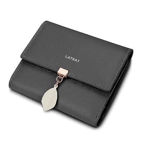 LATRAT Damen Geldbeutel, Klein und im Kurzformat Portemonnaie, glattem und weichem Kunstleder Geldbörse in sehr schönen Farben mit vielen Fächern (Schwarz) von LATRAT