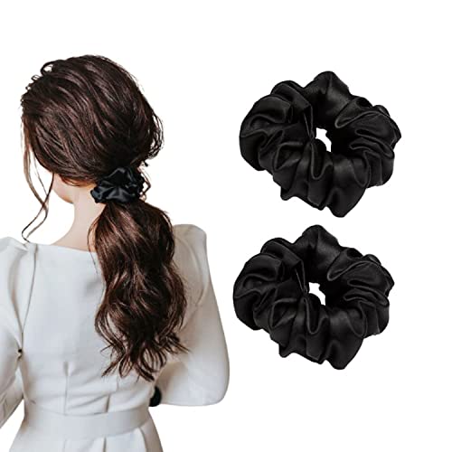 LATRAT Haargummis aus Seide, 2 Stück, Haarzubehör gegen Haarbruch und Anti-Friktion für Frauen und Mädchen (schwarz) von LATRAT
