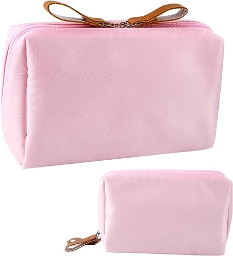 LATRAT Nylon Kosmetiktasche, Reise Make up Tasche Klein, Make-up-Tasche, tragbares Make-up-Etui mit Reißverschluss für Frauen und Mädchen (Rosa) von LATRAT