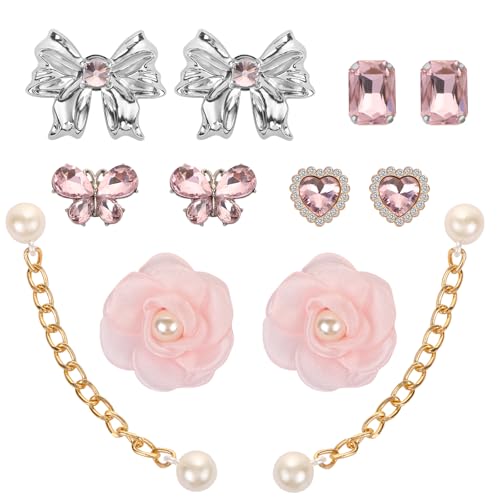LATUMCO 12-teiliges Schmuck-Set mit glitzerndem Schuhanhänger-Set, 2 Perlenketten + 10 Strass- und Perlenkombinationen, stilvolle DIY-Schuh-Dekoration für Mädchen und Frauen, Partygeschenk von LATUMCO