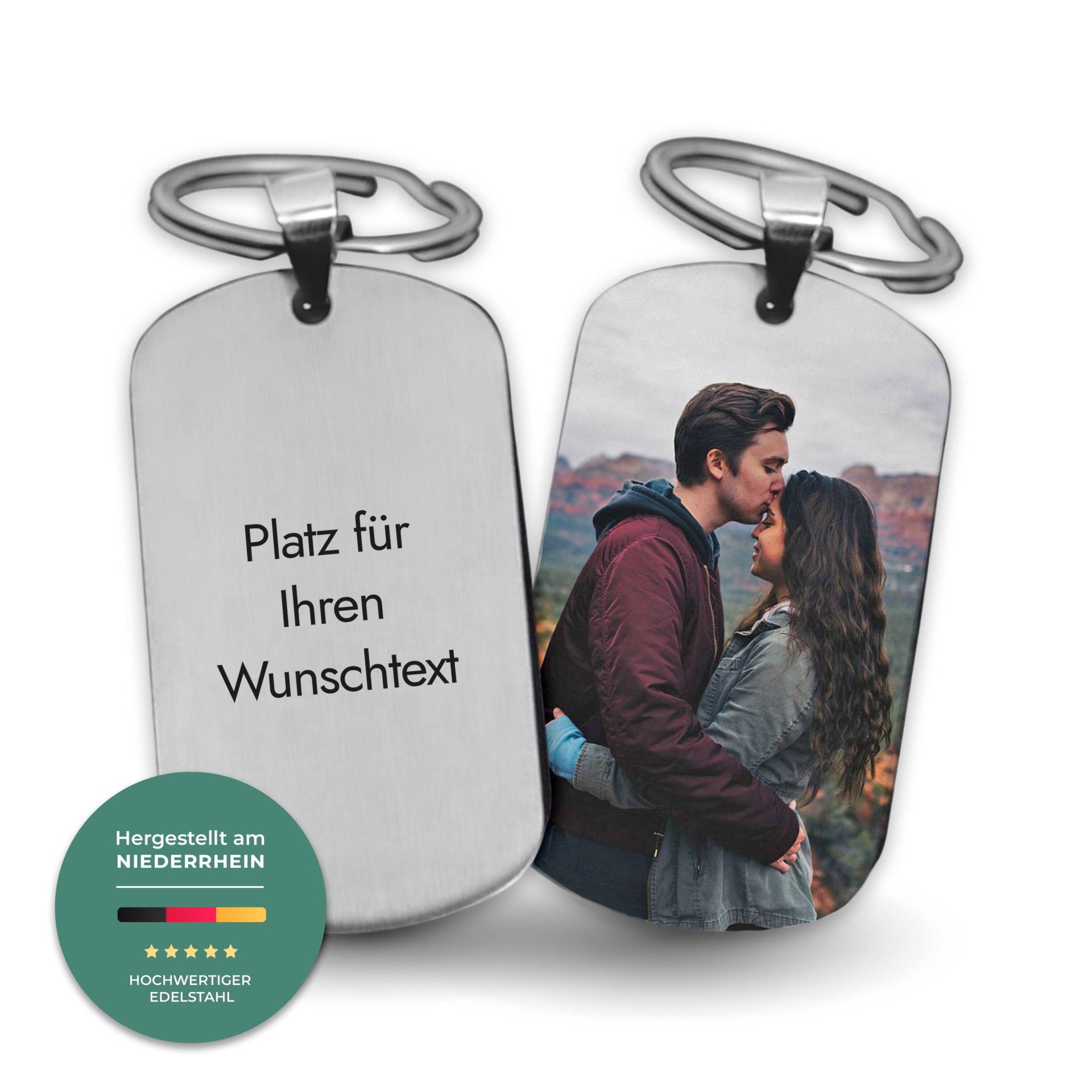 Schlüsselanhänger Personalisiert Mit Foto & Wunschtext | Edelstahl - Geschenk Zu Weihnachten, Valentinstag, Vatertag, Geburtstag von LAUBLUST