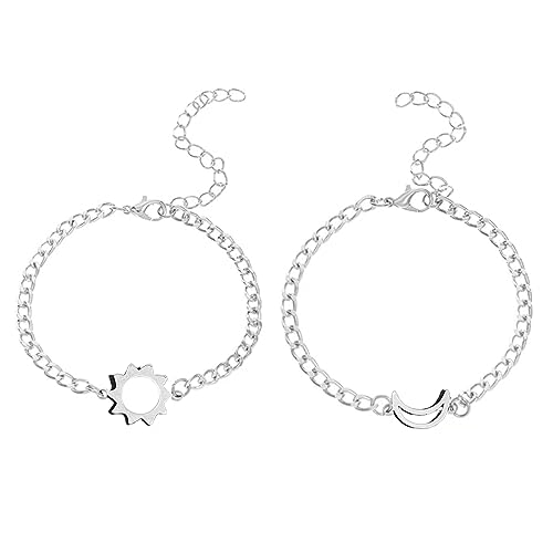 LAUDLY 2 Stück/Set Edelstahl einfache hohle Liebe Sonne Mond Kette Armbänder Temperament Kette Damen Paar Kartenarmband LAUDLY 2 Stück/Set Edelstahl einfache hohle Liebe Sonne Mond Kette Armbänder Temperament Kette Damen Paar Kartenarmband von LAUDLY