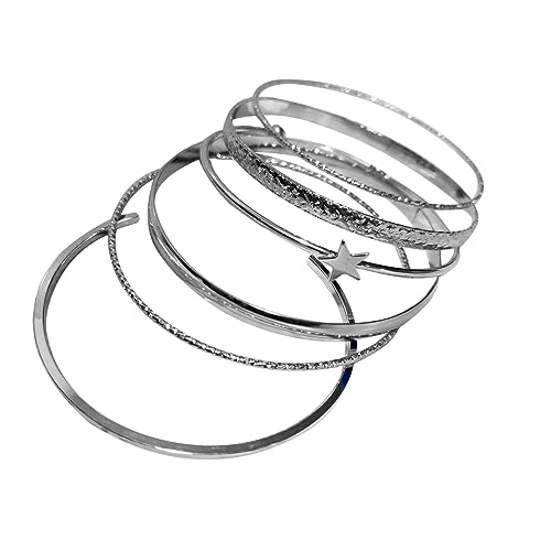 LAUDLY 6 Stück Modisches Sterndruck-Armband-Set Legierung Stern Armbänder Set Stilvolle Accessoires für Frauen Mädchen von LAUDLY