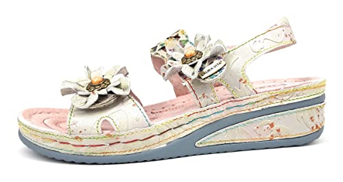 Laura Vita Damenschuhe Sandalen Bequem Sandale Beige Freizeit, Schuhgröße:40 EU von Laura Vita