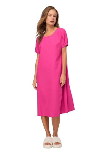 Laurasøn Leinenmix-Kleid, Wide Fit, elastischer Halbarm-Abschluss, Rundhals hellpink XL 819627549-XL von Laurasøn