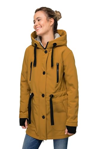 LAURASØN Softshell-Jacke, Fleece-Innenseite, Kapuze mit Teddyfutter Caramel L 820708680-L von LAURASØN