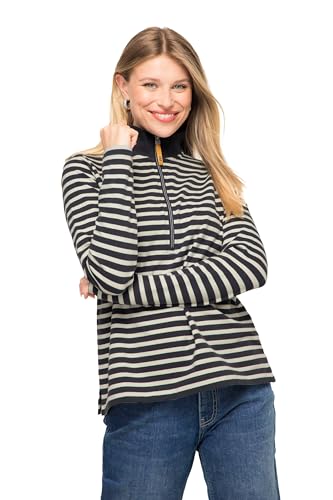 Laurasøn Sweatshirt, Ringel, Troyer-Kragen, Langarm, Oeko-TEX grau XL 822790130-XL von Laurasøn