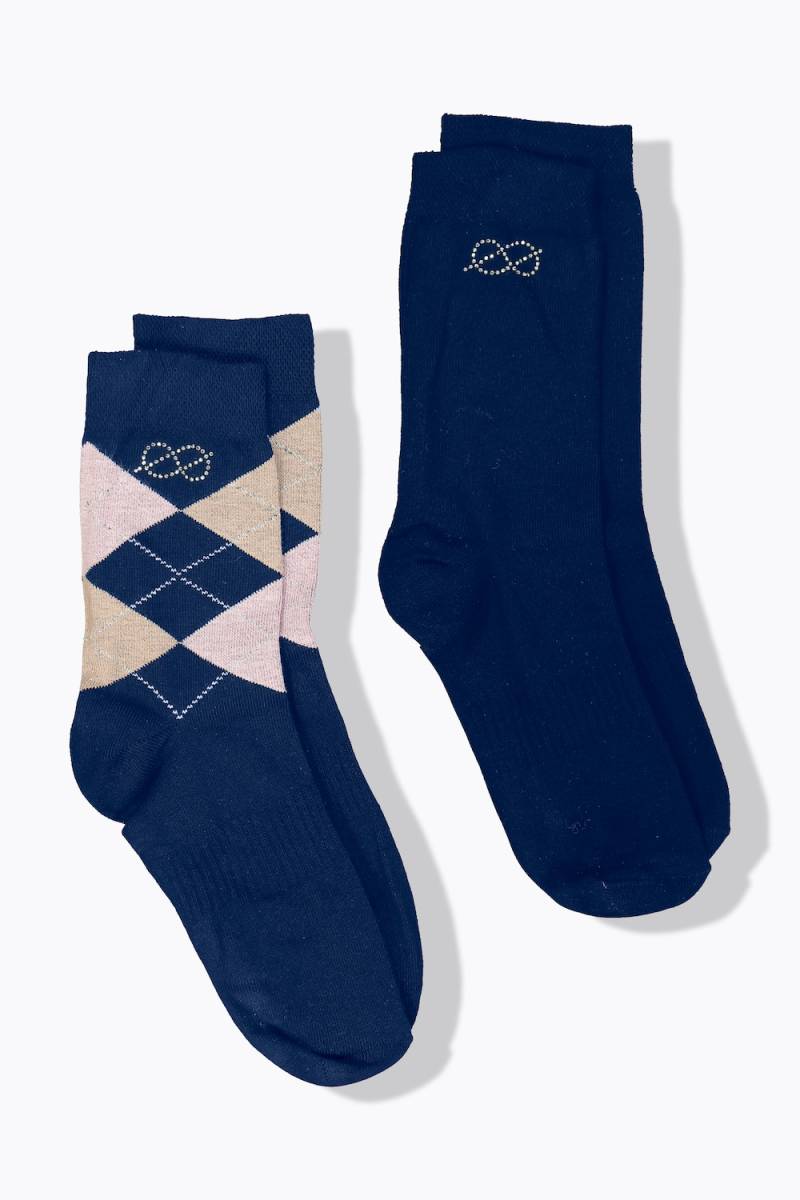 Große Größen 2er Pack Reitstrümpfe, Damen, blau, Größe: 39-42, Baumwolle/Synthetische Fasern, LAURASON von LAURASON