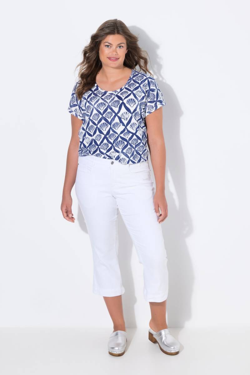 Große Größen 3/4 Straight-Jeans, Damen, weiß, Größe: 40, Baumwolle/Synthetische Fasern, LAURASON von LAURASON