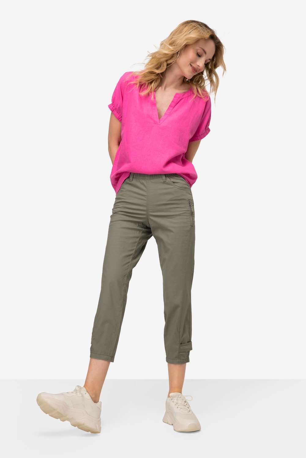 Große Größen 7/8-Cargohose, Damen, braun, Größe: 42, Baumwolle, LAURASON von LAURASON