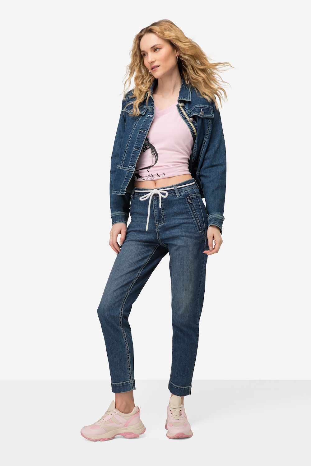 Große Größen 7/8-PushUp Jeans Julia, Damen, blau, Größe: 42, Baumwolle, LAURASON von LAURASON