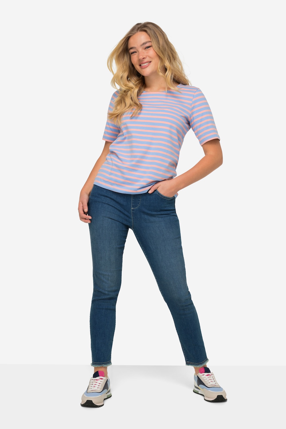 Große Größen 7/8-Slimhose, Damen, blau, Größe: 56, Baumwolle, LAURASON von LAURASON