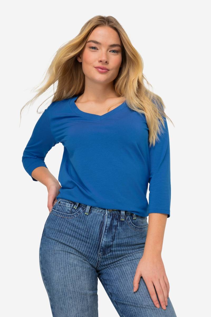 Große Größen Basic-Shirt, Damen, blau, Größe: M, Baumwolle, LAURASON von LAURASON