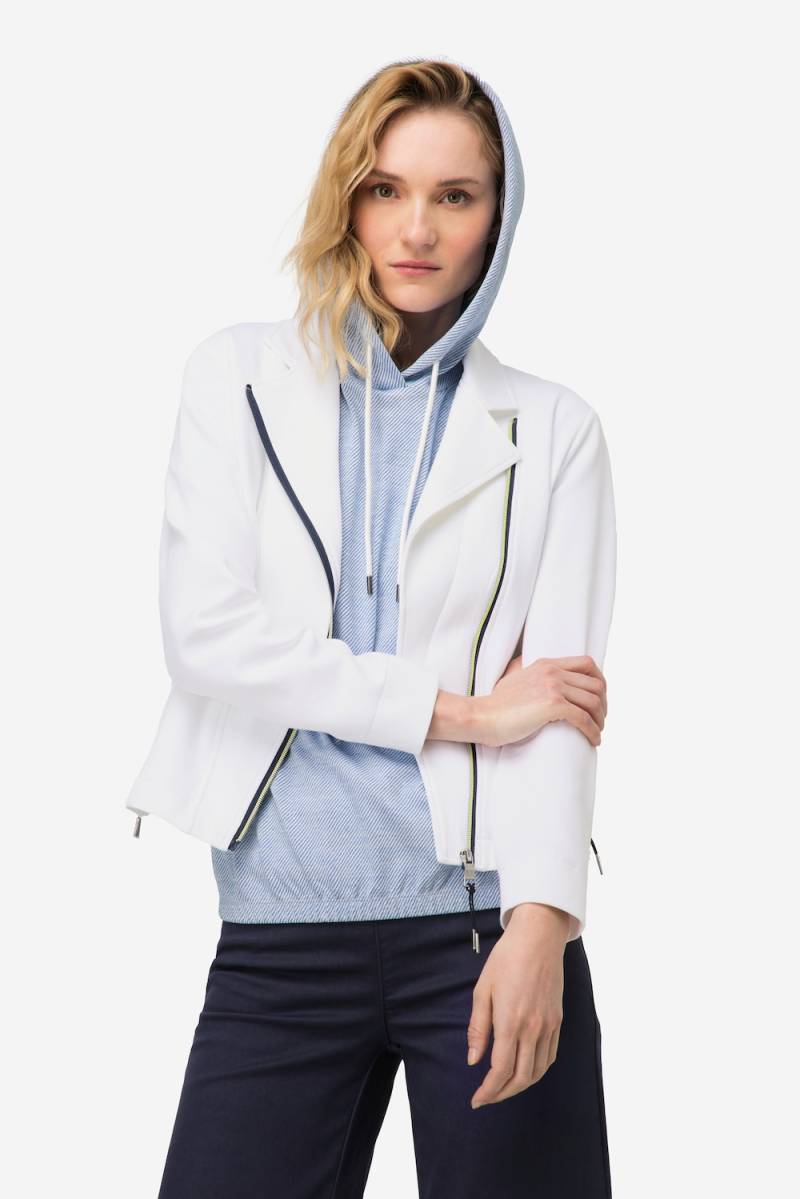 Große Größen Biker-Jacke, Damen, weiß, Größe: M, Baumwolle/Synthetische Fasern, LAURASON Große Größen Biker-Jacke, Damen, weiß, Größe: M, Baumwolle/Synthetische Fasern, LAURASON von LAURASON