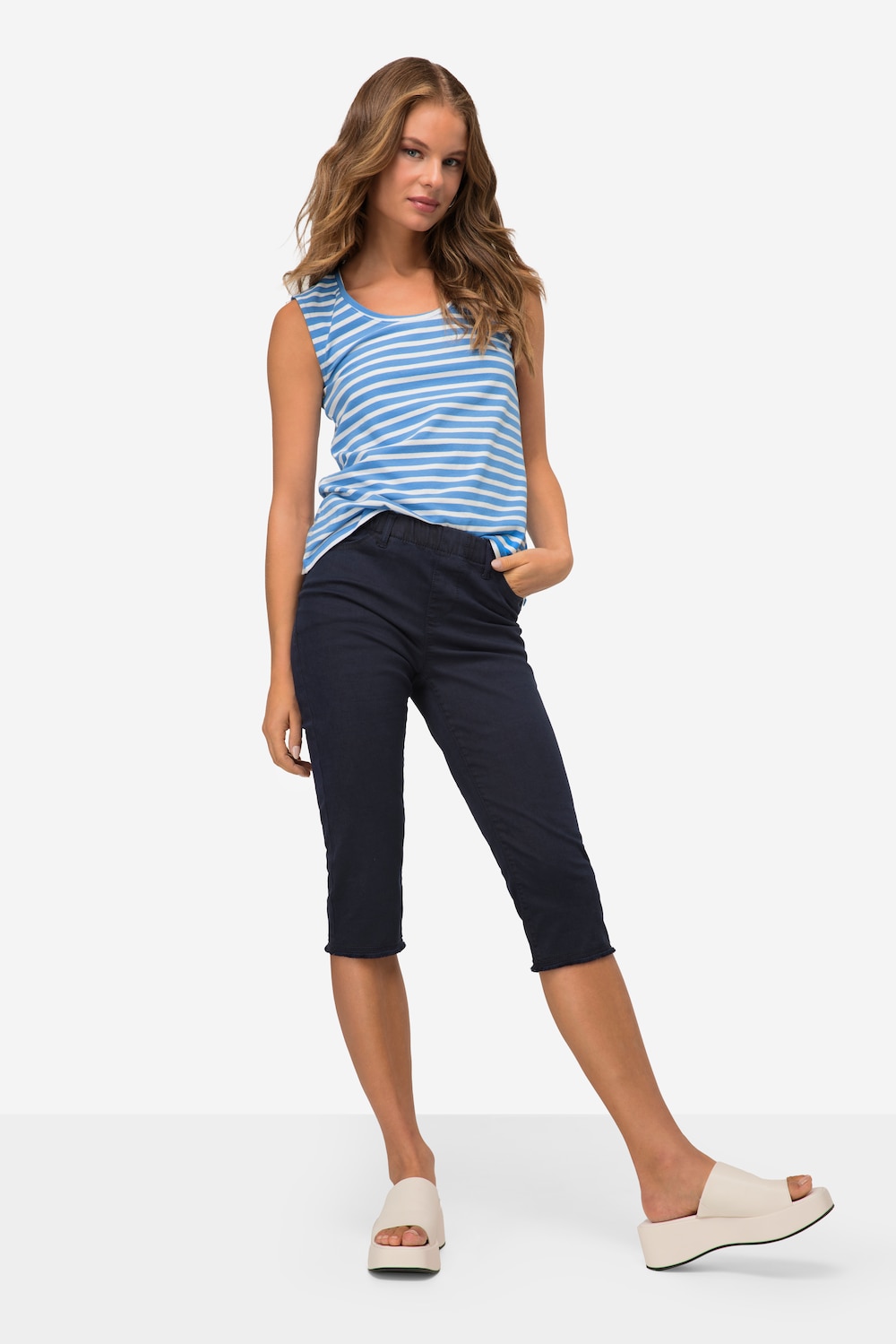 Große Größen Caprihose, Damen, blau, Größe: 54, Baumwolle, LAURASON von LAURASON