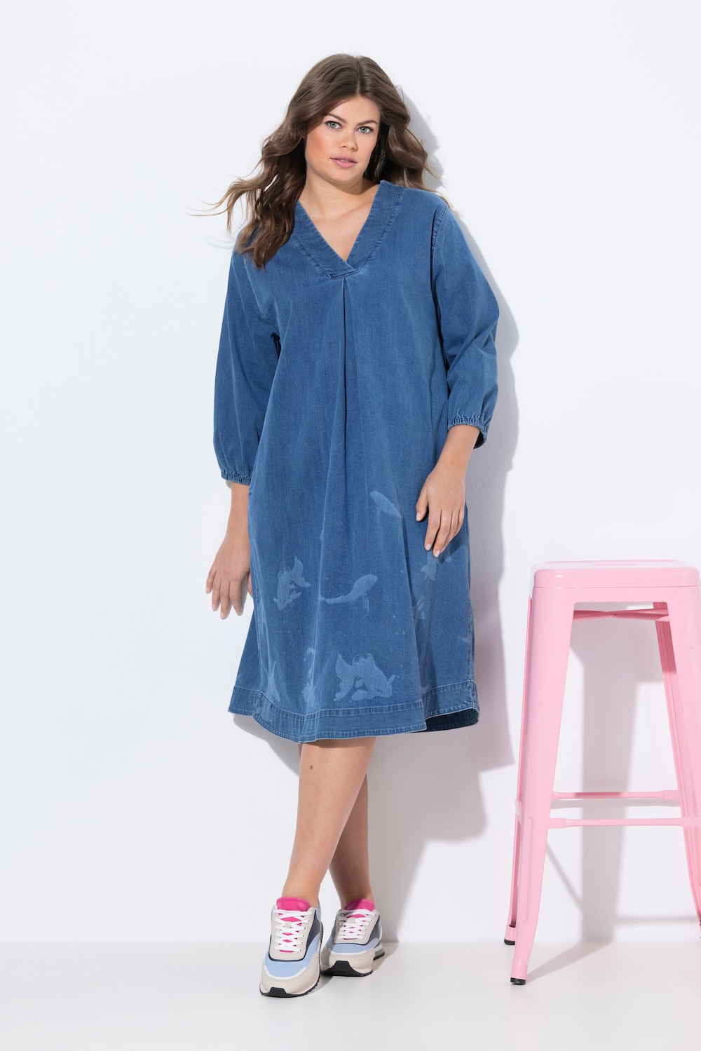 Große Größen Denim Kleid, Damen, blau, Größe: 56/58, Baumwolle, LAURASON von LAURASON