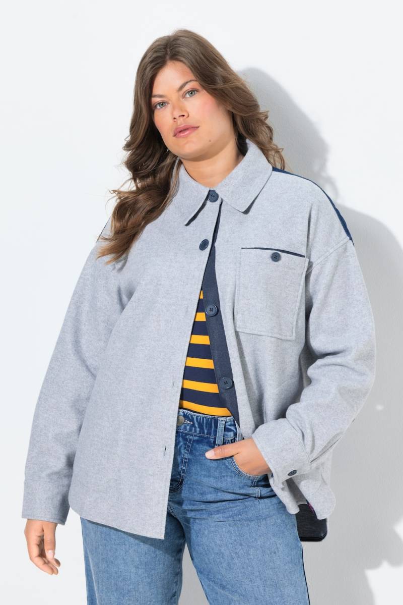 Große Größen Flanell Hemdjacke, Damen, grau, Größe: 40/42, Polyester/Baumwolle, LAURASON von LAURASON