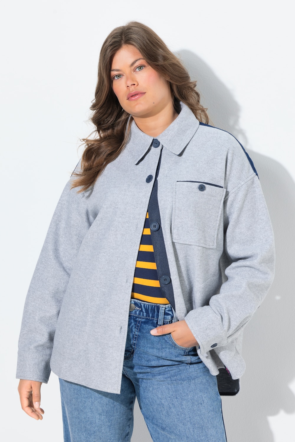 Große Größen Flanell Hemdjacke, Damen, grau, Größe: 48/50, Polyester/Baumwolle, LAURASON von LAURASON