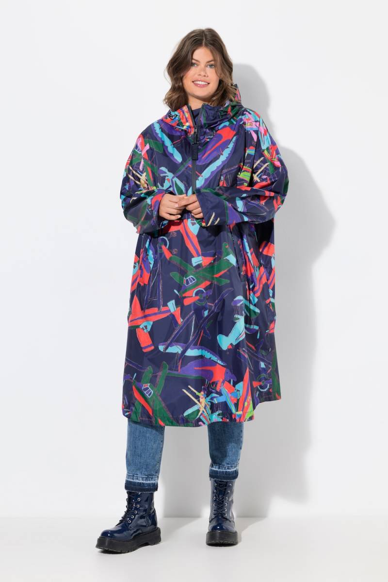 Große Größen Funktions-Regencape, Damen, blau, Größe: One Size, Polyester, LAURASON von LAURASON