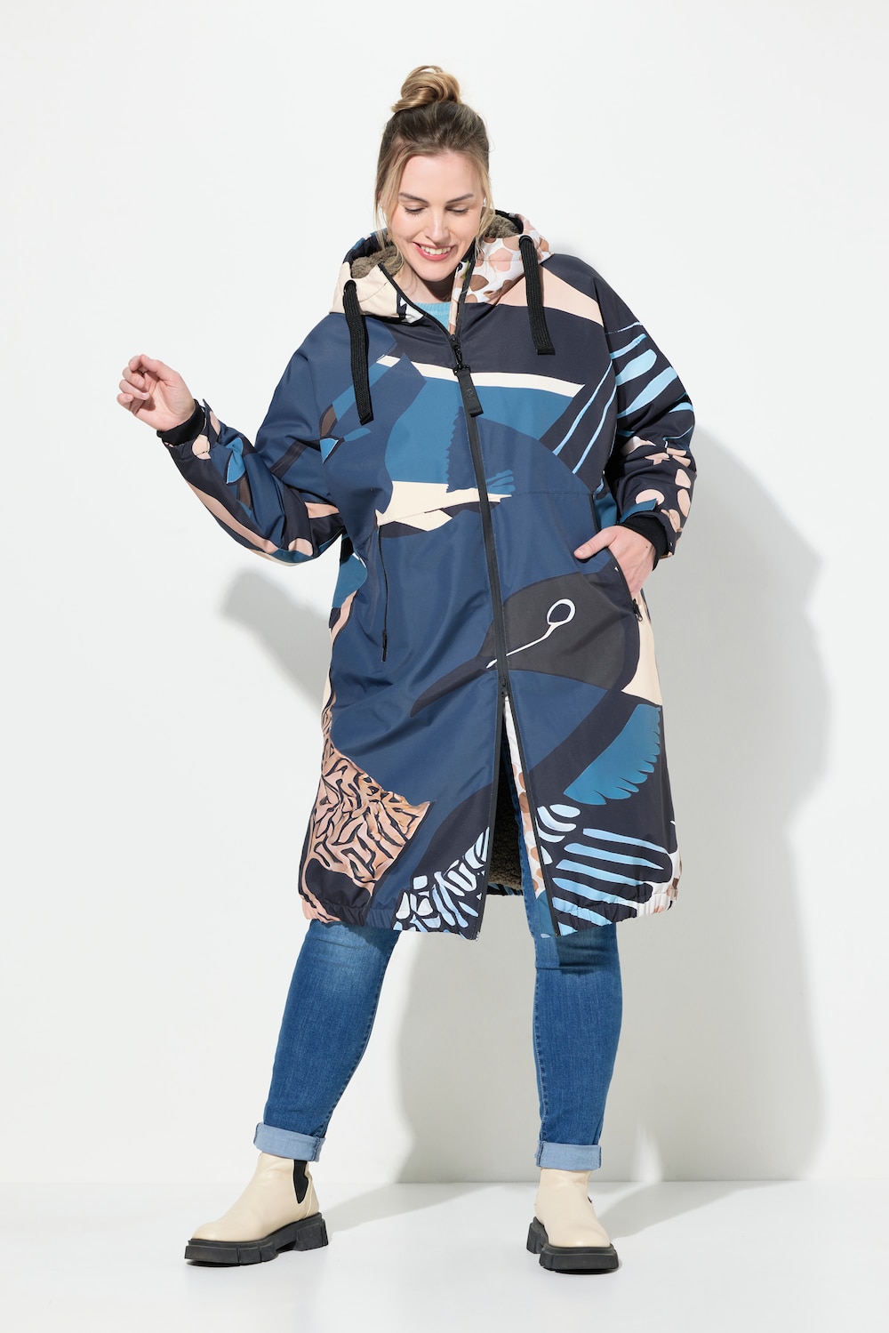 Große Größen Funktionsmantel, Damen, blau, Größe: XL, Polyester, LAURASON von LAURASON