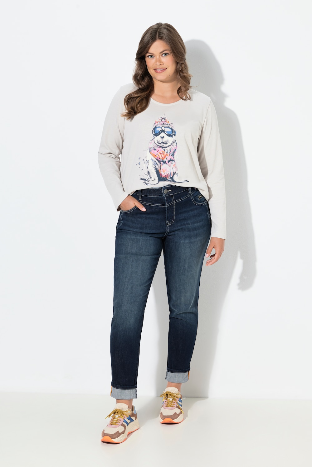 Große Größen High Waist Jeans, Damen, blau, Größe: 56, Baumwolle, LAURASON von LAURASON
