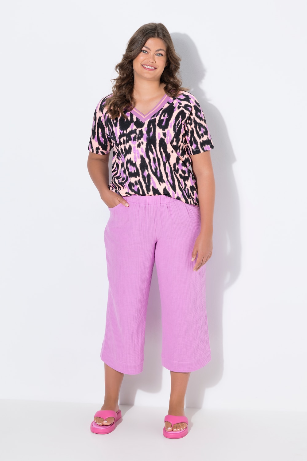 Große Größen Hose Wide Leg, Damen, rosa, Größe: 44, Baumwolle, LAURASON von LAURASON