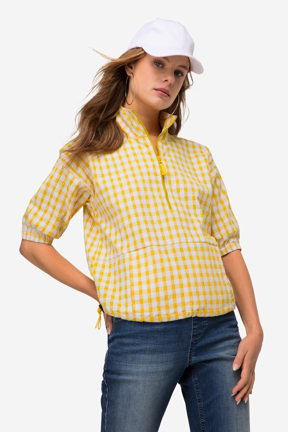 Große Größen Karobluse, Damen, gelb, Größe: XL, Baumwolle/Polyester, LAURASON von LAURASON