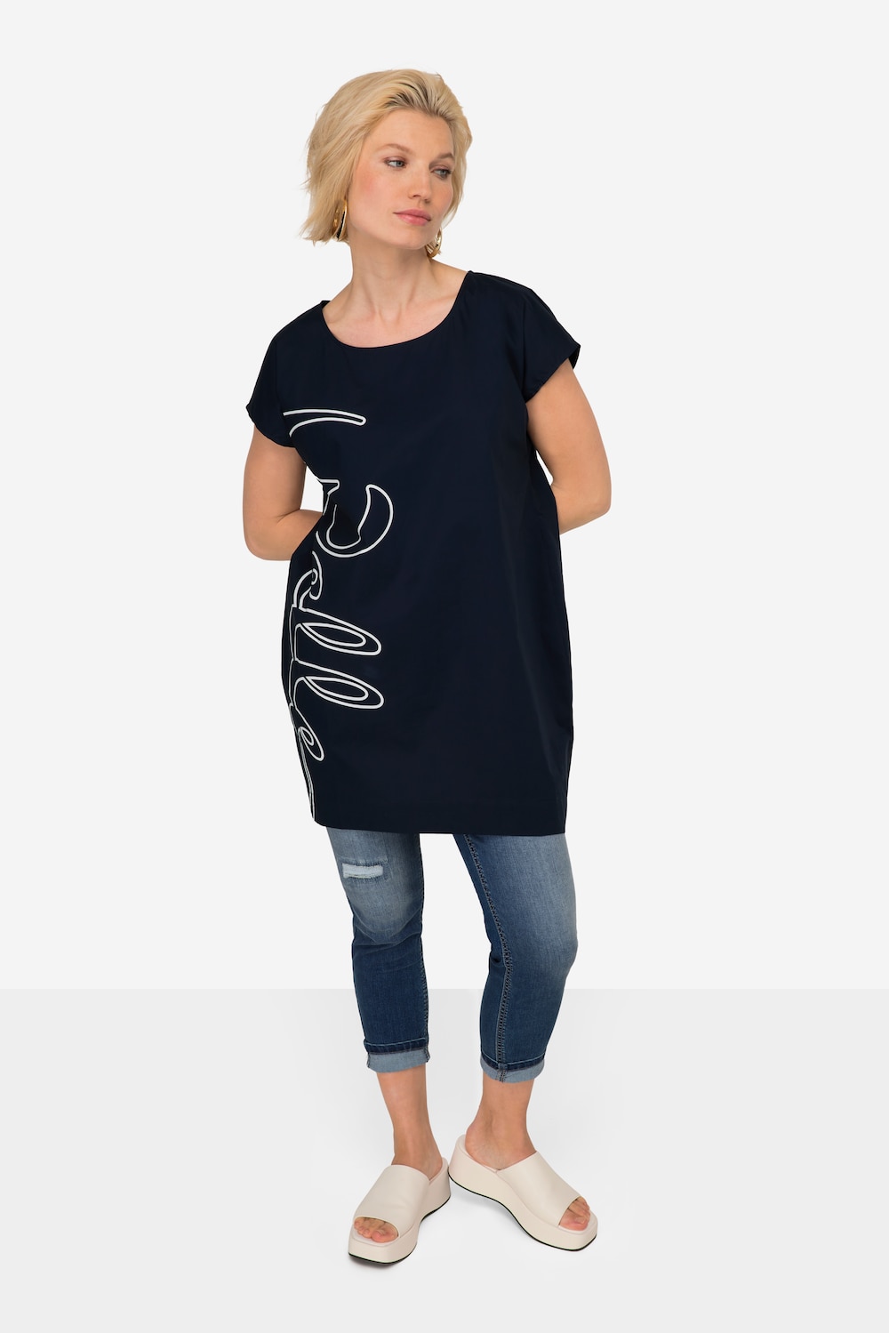 Große Größen Kleid, Damen, blau, Größe: S, Baumwolle, LAURASON von LAURASON