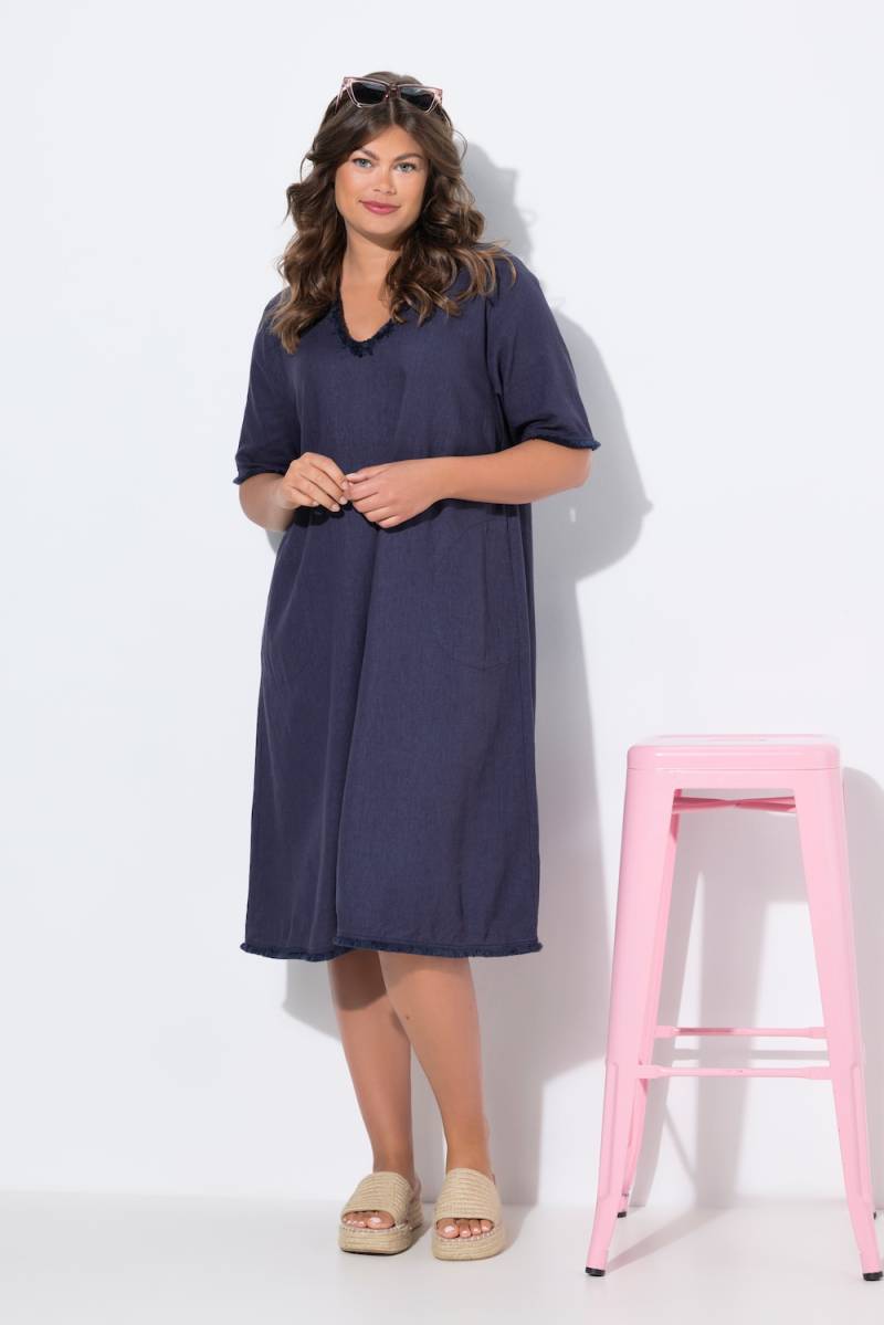 Große Größen Leinenkleid, Damen, grau, Größe: 40/42, Leinen/Viskose, LAURASON von LAURASON