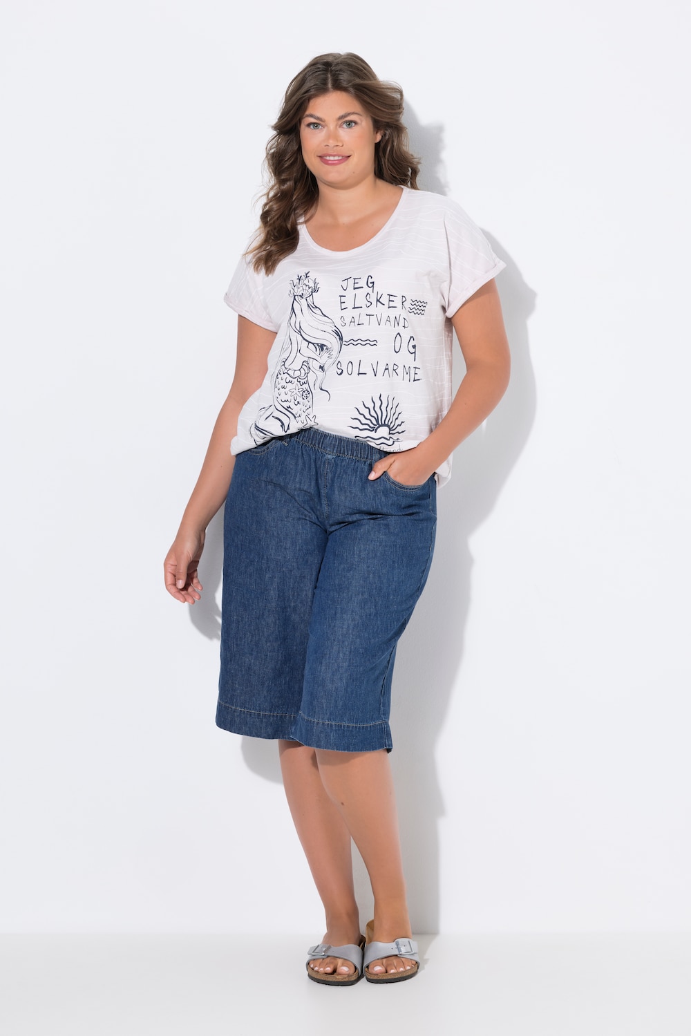 Große Größen Leinenmix-Bermuda, Damen, blau, Größe: 54, Leinen/Baumwolle, LAURASON von LAURASON