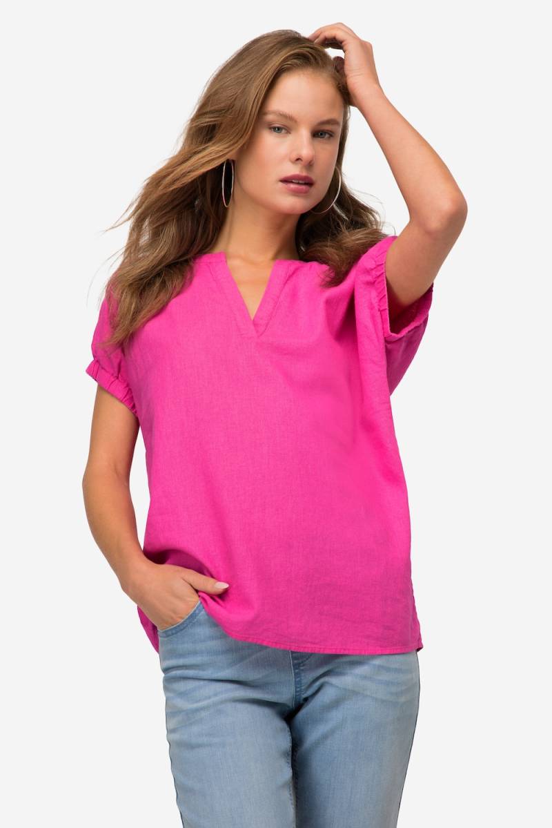 Große Größen Leinenmix-Bluse, Damen, rosa, Größe: S, Leinen/Viskose, LAURASON von LAURASON