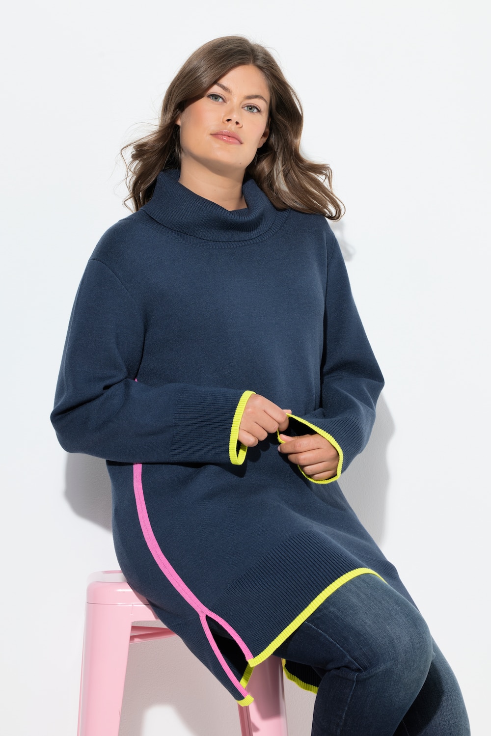 Große Größen Longstrickpullover, Damen, grau, Größe: 48/50, Viskose/Polyester/Synthetische Fasern, LAURASON von LAURASON