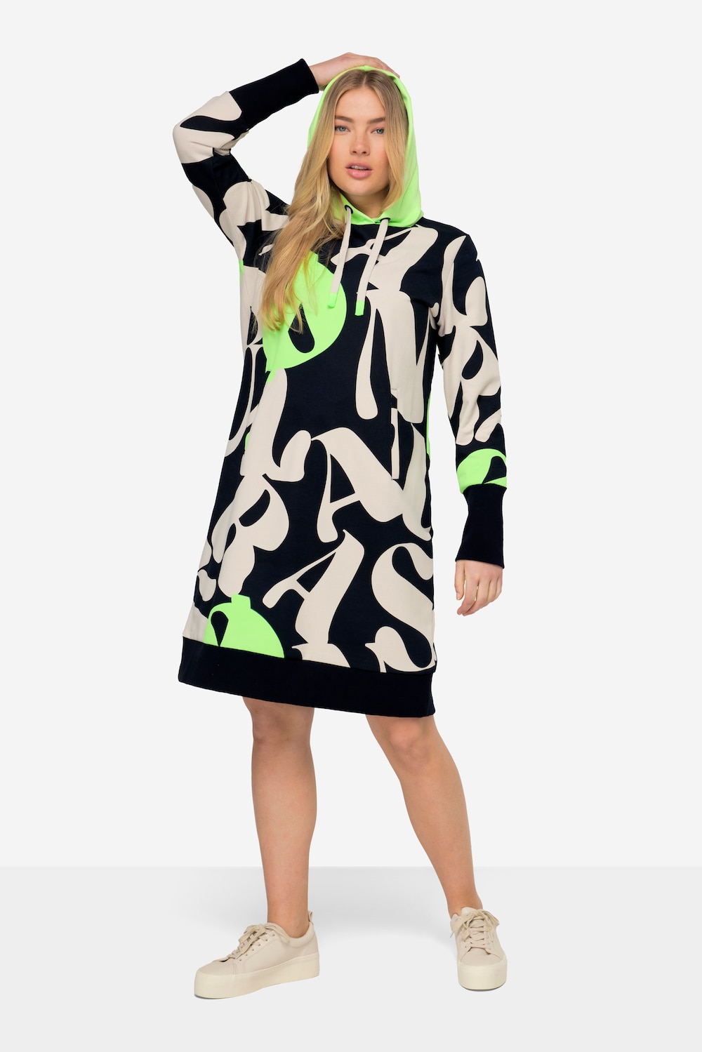 Große Größen Midi Sweatkleid, Damen, blau, Größe: M, Polyester/Baumwolle/Synthetische Fasern, LAURASON von LAURASON