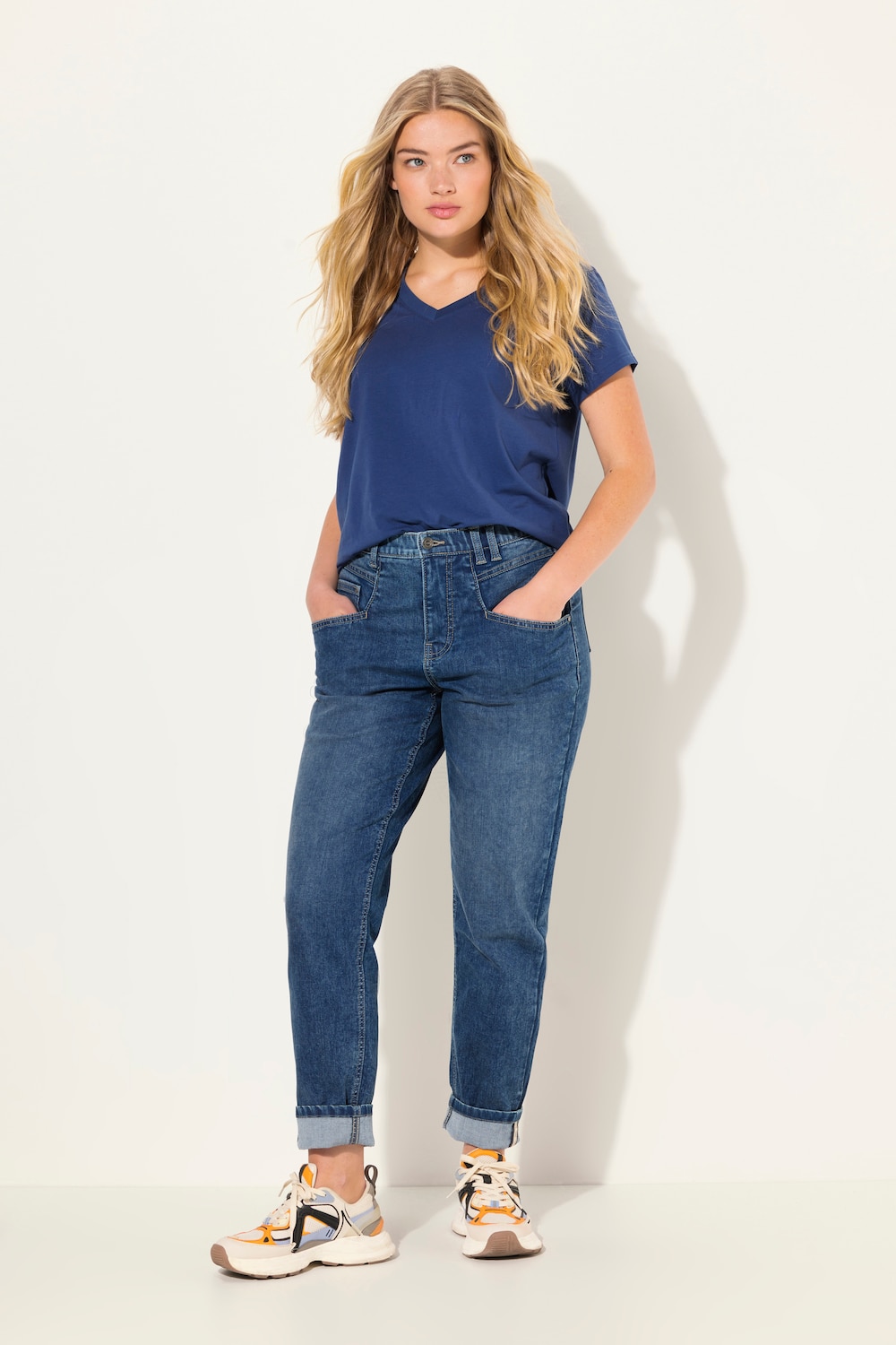 Große Größen Mom-Jeans, Damen, blau, Größe: 52, Baumwolle, LAURASON von LAURASON