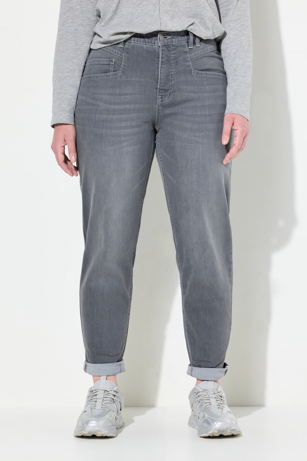 Große Größen Mom-Jeans, Damen, grau, Größe: 40, Baumwolle, LAURASON von LAURASON