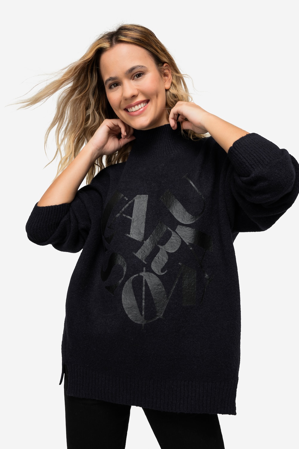 Große Größen Pullover mit Print, Damen, blau, Größe: M, Polyester/Nylon/Synthetische Fasern, LAURASON von LAURASON