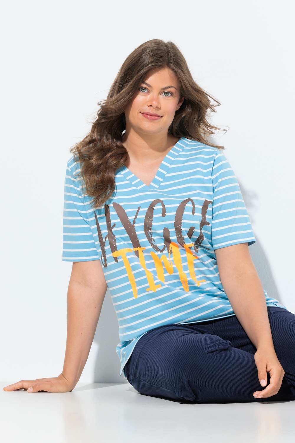 Große Größen Ringelshirt, Damen, blau, Größe: 40/42, Baumwolle, LAURASON von LAURASON