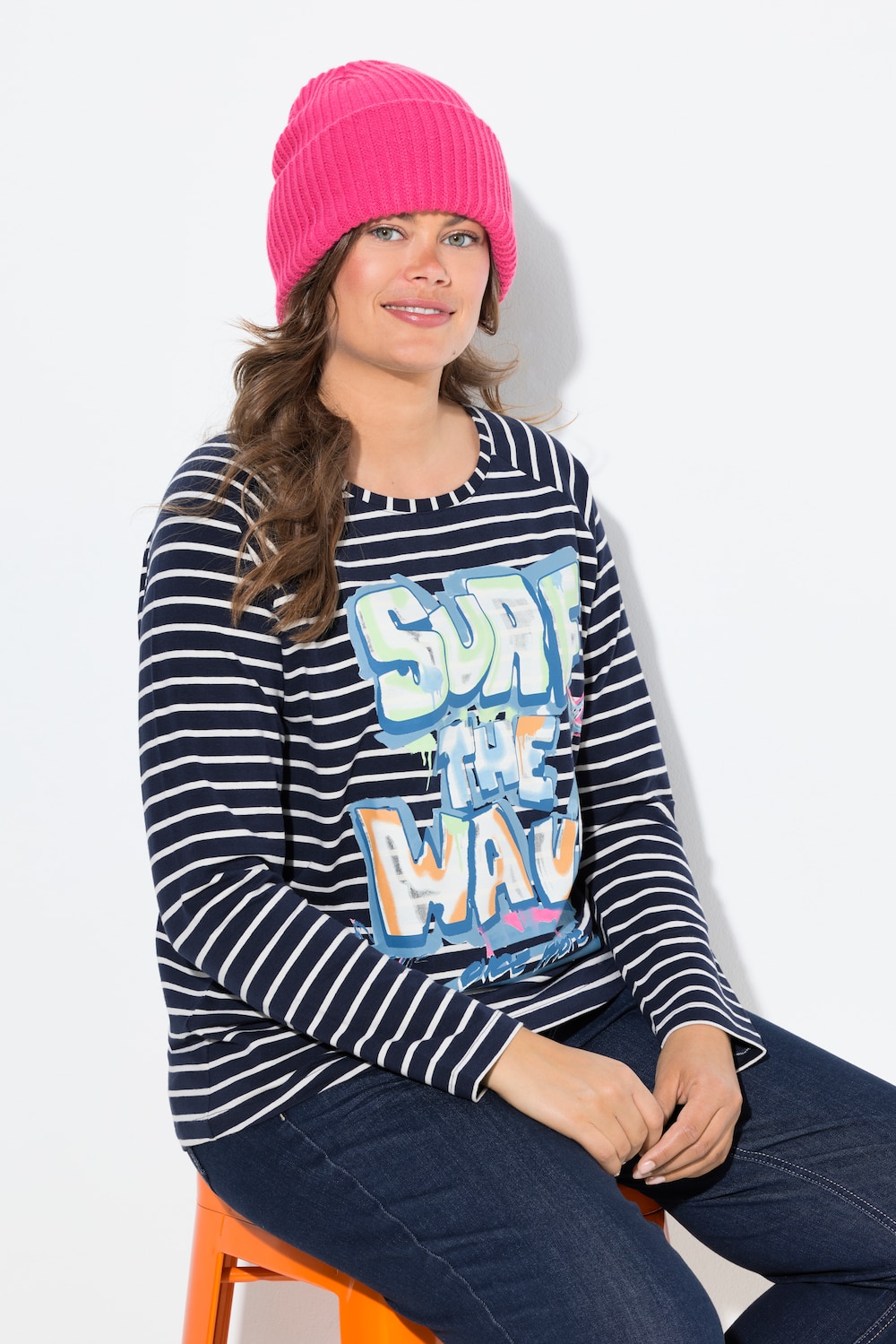 Große Größen Ringelshirt, Damen, blau, Größe: 48/50, Baumwolle, LAURASON von LAURASON